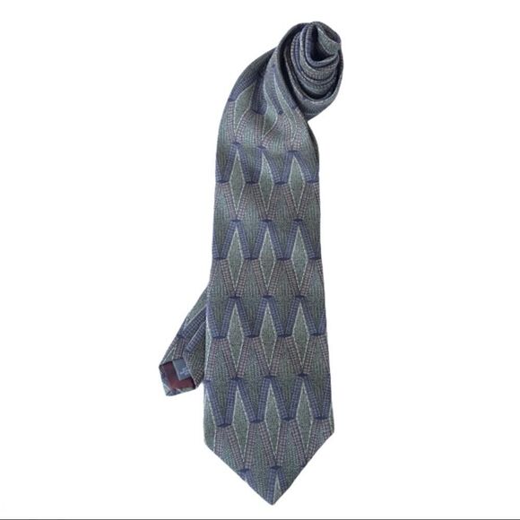 3/$15 Henry Grethel Silk Necktie Diamond Pattern - Picture 4 of 6